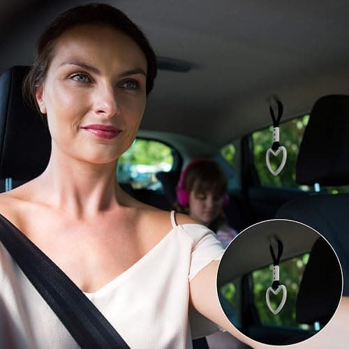 2 Pieces Rings Heart Shaped Car Handle Straps Drift Charm Rear Bumper Warning Ring Decor Subway Bus Broken Heart Handle for Car Interior(White) thumbnail 5