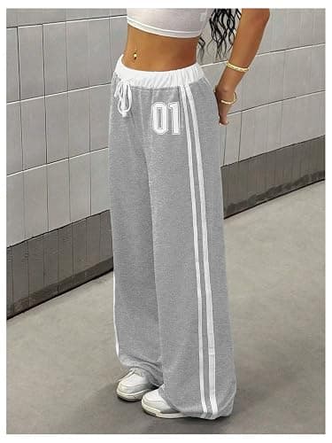 SOLY HUX Women's Baggy Sweatpants Wide Leg Ed Hardy Sweatpant Y2k Drawstring Pants Streetwear thumbnail 4
