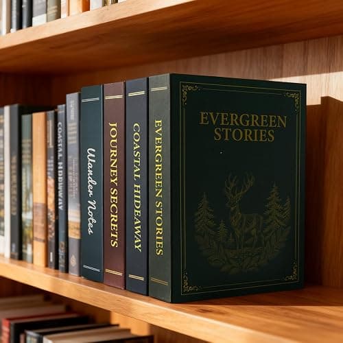 UWILLION Large Decorative Book-Shaped Lockable Storage Box with Combination Lock, Home and Office Organizer for Small Personal Items, Evergreen Stories, 10.82 x 7.67 x 1.77 Inches thumbnail 7