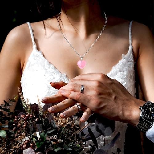QINJIEJIE Rose Quartz Necklace Healing Crystal Necklaces Heart Love Real Crystals Reiki Energy for Women Mothers Day Gift Christmas Stocking Stuffers for Women thumbnail 2