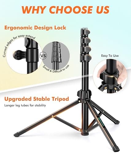 Nineigh 71" Tripod for iPhone, Phone Tripod Selfie Stick with Remote, Cell Phone Tripods & Tall Travel Tripods for Recording Video Selfies Photo, Compatible with iPhone 17 16 15 14 Pro Max 13 Android thumbnail 4
