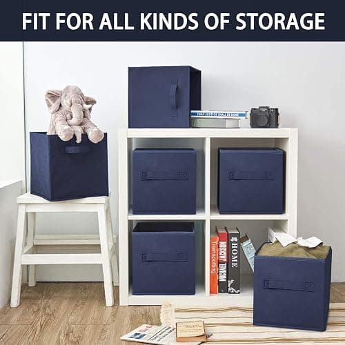 EBIGIC Storage bins collapsible storage bins,cube storage organizer （Pack of 3） 10.5 * 10.5 * 11inch，For home and office Collapsible Closet Shelf Organizers, Drawer Organizers(Blue) thumbnail 2