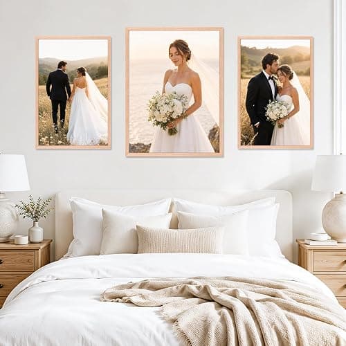 ATOBART 8x10 Solid Oak Wood Picture Frames, 6 Pack | Natural solid oak frames with polished real glass, horizontal & vertical wall mounting and tabletop display for home decor thumbnail 9