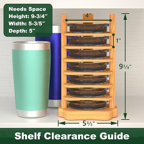 YAJR Tumbler Lid Organizer, Bamboo Cup Lid Holder Inside Cabinet, Water Bottle Lid Organizer, Vertical Tumbler Lid Holder for Kitchen Countertop/Cupboard Organization thumbnail 3