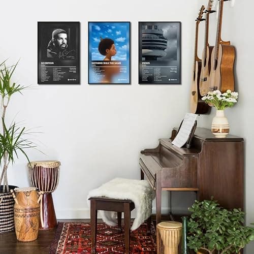 Anslivle 3-Piece Framed Canvas Drake Album Cover Posters, Black, 16x24 inches, Contemporary Music Wall Art for Living Room, Bedroom, Home Office thumbnail 7