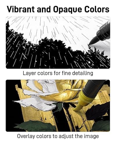 JusArt 3 White Acrylic Paint Markers Brush Tip, Automatic Ink Control | Water-Based White Paint Pen, School Classroom Use, Waterproof Acrylic Pens for DIY Art & Crafts -Fabric, Wood, Rock, Plastic thumbnail 6