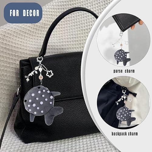Whale Shark Coin Purse Keychain,Cute Plush Change Purse with Zipper Keychain,Kawaii Handmade Coin Pouches for Women thumbnail 3