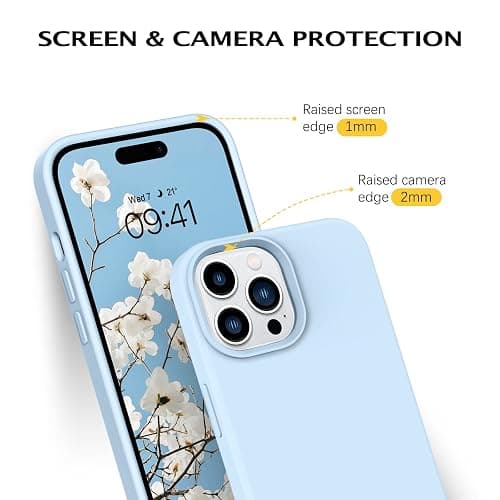 Telaso for iPhone 14 Pro Case, Liquid Silicone Soft Gel Rubber iPhone 14 Pro Phone Case Slim Case with Microfiber Lining Shockproof Protective Phone Cover, Light Blue thumbnail 3