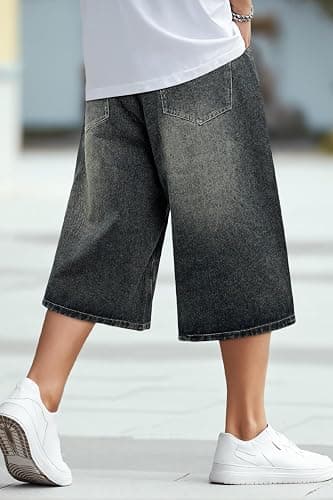 GINGTTO Mens Baggy Jean Shorts Loose Fit Long Denim Shorts Below Knee 15 Inch Inseam thumbnail 3
