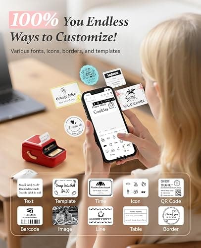 NIIMBOT B21 Label Printer,Bluetooth Thermal Label Maker,Ideal for Home Organization,Business,Ofice,50x30mm Labels,230Pcs(Red) thumbnail 6