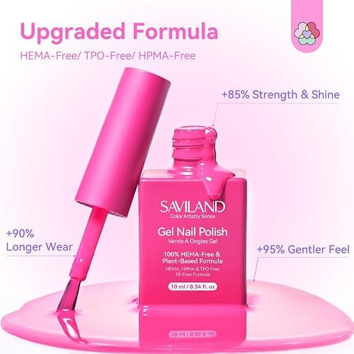 SAVILAND 30Pcs HEMA-Free Gel Nail Polish Set 10ml: 24 Colors Professional U V Gel Polish Kit & 6 Essential Gel Base Top Coat Builder Gel Swatch Card for Nail Studio Art Design Salon Gifts Women thumbnail 5