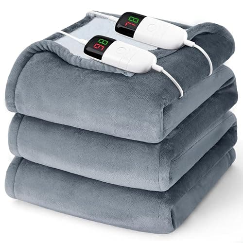 Heated Electric Blanket Queen Size - 84" x 90" Heating Blanket with Dual Control, 10 Heating Levels & 8 Hours Auto Off, Soft Warm Flannel Blanket, Christmas Birthday Gifts for Senior Grandma - Image 1