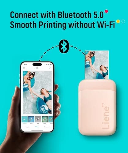 Liene Photo Printer, 2x3 Mini Instant Portable Color Mono Picture Printer w/ 50 Zink Adhesive Paper, Bluetooth 5.0, Compatible w/iOS & Android, Small Photo Maker for iPhone, Smartphones, Pink thumbnail 6