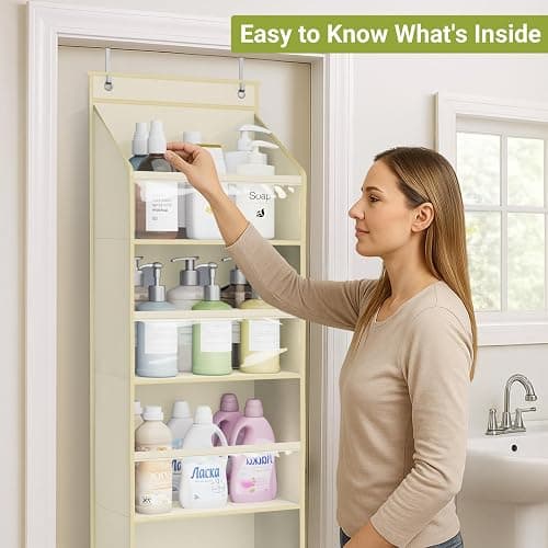 AOODA 2 Pack Over the Door Organizer, Large Capacity Closet Door Hanging Organizer, Clear Deep Pockets Baby Storage for Nursery, Bathroom, Bedroom, Pantry, Diapers (Light Yellow) thumbnail 5