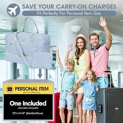 Travel Duffle Bag Weekender for Women - Carry-On Overnight Bag Personal Item Bag with Shoe Compartment & Wet Pocket Large Weekend Tote Bags with Toiletry Bag Hospital Bags for Labor and Delivery thumbnail 7