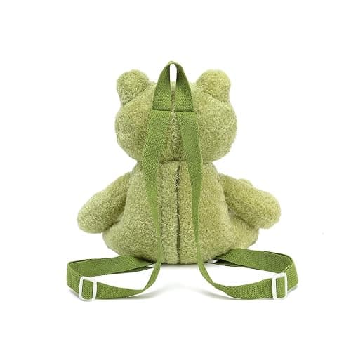 Bycobecy Cute Frog Stuffed Animals Backpack for Women, Kawaii Frog Plush Backpack Fluffy Bag Novelty Purse with adjustable Strap (Green) thumbnail 5