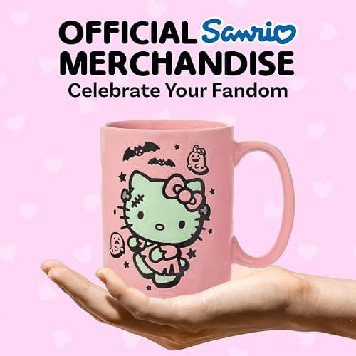 Silver Buffalo Sanrio Hello Kitty Halloween Frankenstein Wax Resist Ceramic Pottery Mug, 17 Ounces thumbnail 5