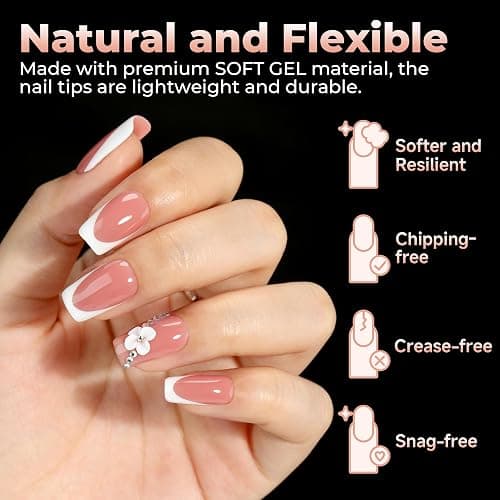 UNA GELLA Short Square Gel Nail Tips: 312pcs Square Fake Nails Pre-File Soft Gel Nails Tips for Full Cover Acrylic Nails False Nails12 Sizes Press on Nails for Nail Extensions Home DIY Salon thumbnail 5