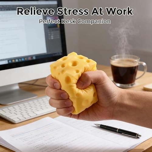 Jumbo Cheese Squishy, Giant Large Squishy Fidget Toys for Adults & Teens, Sensory Stress Ball Squeeze Toys for Stress Relief (Yellow 4.4 in) thumbnail 8