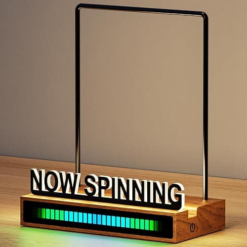 VAEKUCEAN RGB Now Spinning Vinyl Record Stand | Vinyl Record Holder, RGB Rhythm Light Bar, Light up Holder for Record Album Display and Storage, Gift for Album, LP Lovers - Image 1