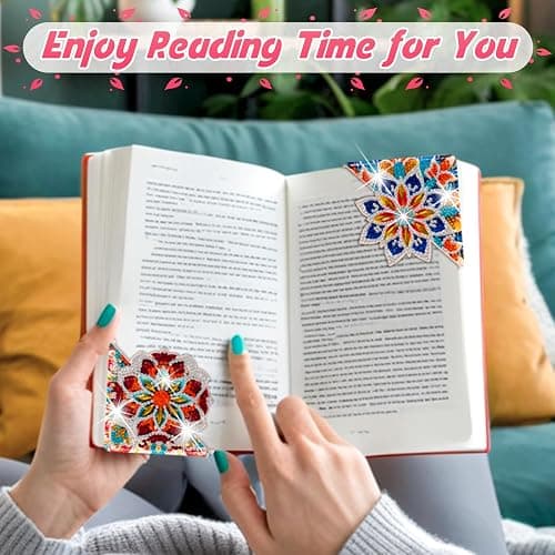 WIVICO 4 pcs Diamond Painting Bookmarks, DIY Diamond Art Kits for Adults, Book Corner - Protecting Bookmark Craft Supplies Kits for Book Lovers(Mandala C) thumbnail 6