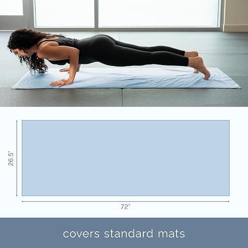 S&T INC. Yoga Mat Towel, Quick Dry Towel, Soft and Absorbent for Gym, Pilates, and Hot Yoga Mat, 1 Pack, 26.5 inches x 72 inches, Microfiber, Blue thumbnail 3