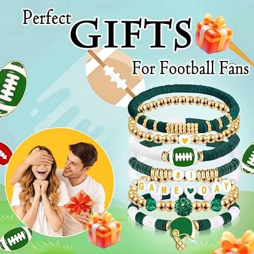 Kopuscristing Game Day Bracelet Football Charm Beaded Stretch Bracelet Sports Jewelry for Football Mom Dad Coach Fans Gifts thumbnail 7