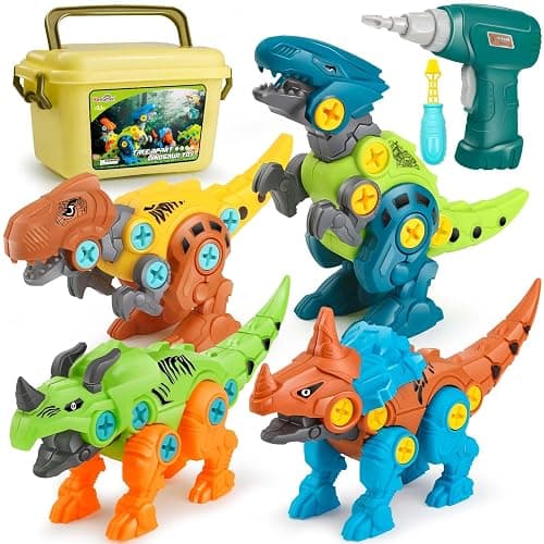 Dreamon Dinosaure Jouet Enfant Garcon 3 4 5 7 8 Ans avec Boîte de Rangement Perceuse Électrique DIY Construction Puzzle Jouet Cadeau pour Garçons Filles - Image 1