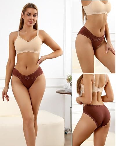 LEVAO Womens Cotton Underwear Multipack Cheeky Bikini Panties 6Pack | 95% Cotton, Breathable Soft Lace, Stretch Hipster Briefs for Women, Everyday Casual Wear,Workouts & Sleeping, Gift Pack S-XXL thumbnail 2