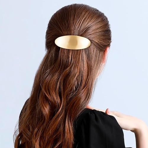 OIIKI 3 Inch Oval Barrette Hair Clip, French Style Hair Barrette for Women, Large Metal Vintage Hair Accessory for Thick Thin Long Hair, Formal Hair Pin for Wedding Birthday - Gold thumbnail 6
