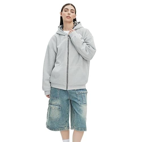 VeraieSien Y2k Reversible Zip Up Jacket Grunge Streetwear Vintage Leopard Print Jacket Baggy Long Sleeve Hoodie Unisex thumbnail 5