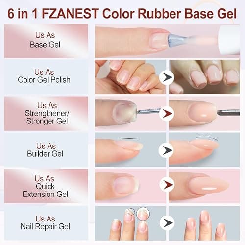 FZANEST Rubber Base Builder Gel Nail 15ml Jelly Natrual Nude Pink Color Gel Polish Nail Strengthener Self-leveling Extension Soak Off UV LED thumbnail 2