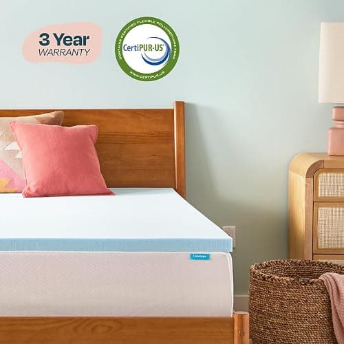 Linenspa Memory Foam Mattress Topper, Twin XL Size - 2 Inch Gel Infused Memory Foam - Plush Feel - Cooling and Pressure Relieving - CertiPUR Certified - Dorm Room Essentials thumbnail 6
