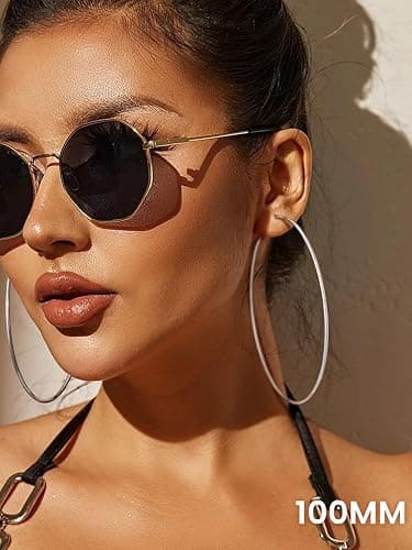 KeyStyle Gold Hoop Earrings for Women, Stainless Steel Hoops Earring Lightweight Loops, 2 mm Thick Hypoallergenic Circle Endless Thin Hoop (20/30/40/50/60/70/80/90/mm) thumbnail 3