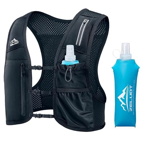 Zelvot Running Vest for Women Men, USA Original Patent, Adjustable Chest Straps Running Hydration Vest with 500ml Soft Flask and Phone Holder, Lightweight Reflective Hydration Backpack for Hiking - Image 1
