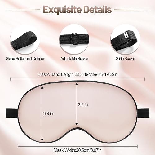 Silk Eye Sleep Mask - Adjustable Strap, Comfortable & Soft Satin Eye Mask, Blindfold Eyeshade for Men & Women for A Full Night's Sleep (Pink) thumbnail 3