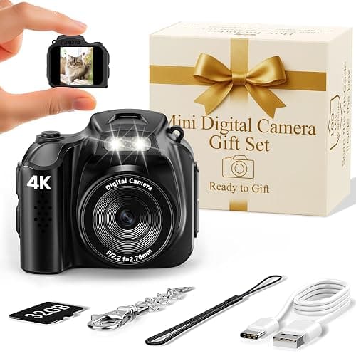 FLATIC Mini Keychain Camera –4K Digital Tiny Camera with 32GB Card & Elegant Gift Box, Fun Pocket-Sized Gadget for Kids & Adults, Collectible Gift for Travel, Birthdays & Stocking Stuffers, Black - Image 1