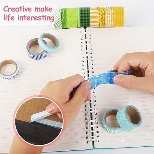 KEVIN&SASA CRAFTS 50 Rolls Washi Tape Set | Decorative Adhesive Tape, For Scrapbook, Arts & Crafts, Journals, and Planners, Each Roll 5yd, Total 250yd thumbnail 4