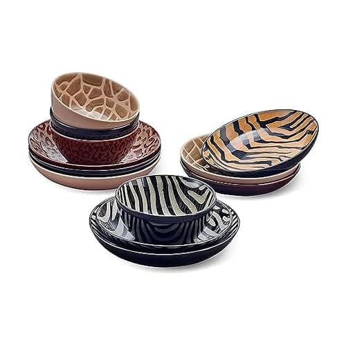 Mikasa Amari Animal Print Safari 12 Piece Dinnerware Bowl Set, Service for 4 - Image 1