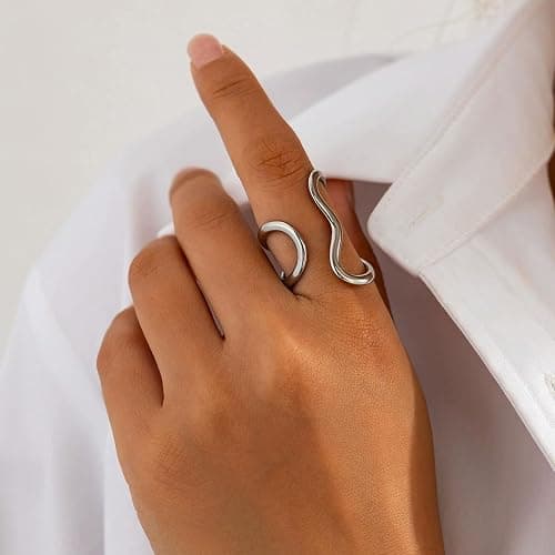 Aktully Chunky Gold Statement Ring for Women Chunky Gold Circle Ring Adjustable Open Promise Minimalist Statement Rings Trendy Jewelry for Women thumbnail 2