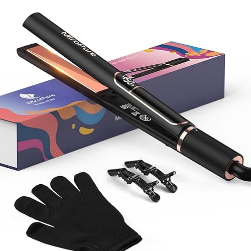 MiroPure Flat Iron Hair Straightener, 1 Inch Titanium Plates Hair Straightener with 15S Heat-up, Professional MCH Ceramic Negative Ion Hair Iron Dual Voltage for Women Hair with Auto Shut-Off - Image 1