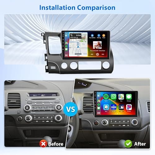 2+64G Android Car Stereo for Honda Civic 2006 2007 2008 2009 2010 2011 Wireless Carplay Android Auto, 10.1'' Touchscreen Head Unit with GPS Bluetooth Mirror Link WiFi FM/RDS EQ AHD Backup Camera SWC thumbnail 6