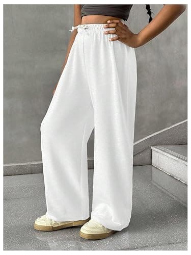 RoseSeek Girl's Sweatpants Drawstring Waist Wide Leg Pants Casual Athletic Trousers thumbnail 3