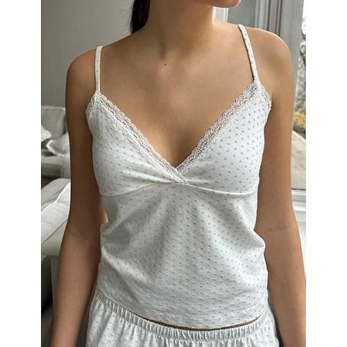 Women Sexy 2 Piece Pajama Set Cute Pj Sets Floral Print Lace Trim Cami Tank Top Shorts Teen Girls Sleepwear thumbnail 5
