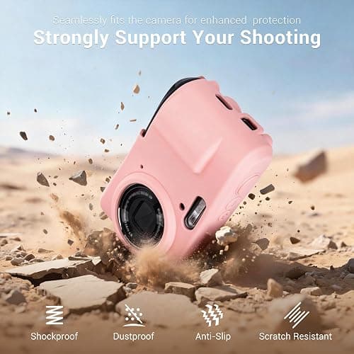 PROfezzion for Kodak PIXPRO FZ45 Silicone Case Protective Cover, Pink | Glass Screen Protector and Wrist Strap Included, Slim Fit, Jacket Sleeve Accessories, Fits Kodak FZ45 Digital Camera thumbnail 3