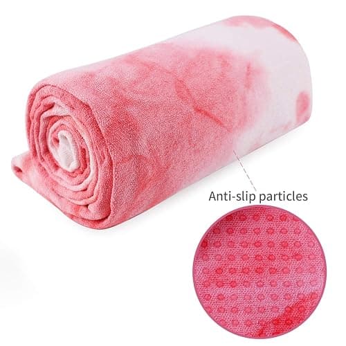 DREAM SLIM Hot Non Slip Grip Foldable Skidless Yoga Towel, 24in x 72in, Multicolor - Pink thumbnail 4