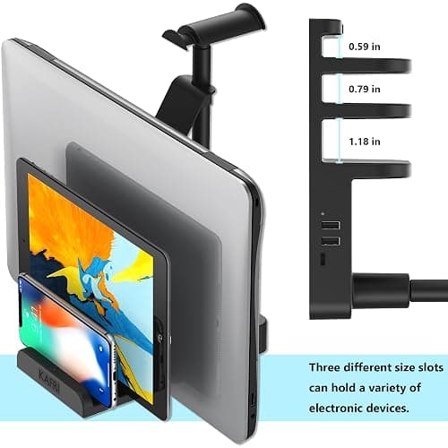 KAFRI Headphone and Controller Stand with USB A&C Charger, Desk Gaming Accessories Headset Holder with USB Charging Port and 2 AC Outlets, Switch/Phone Storage Organizer, Gamer Gift for Men Boyfriend thumbnail 6
