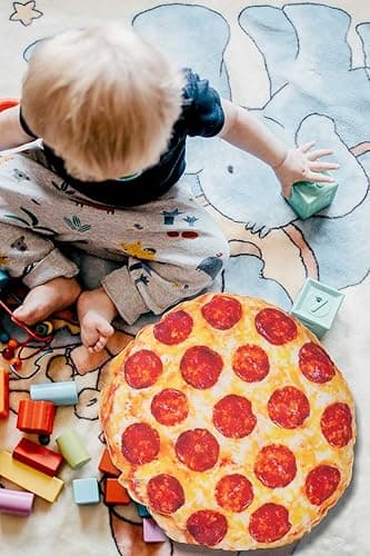 Maozcq Pizza Shaped Pillow Funny 3D Giant Round Food Plush Stuffed Pillow Novelty Throw Cushion Stuffed Animal Toy 16" thumbnail 6