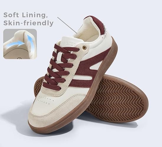 LUCKY STEP Women Classic Retro Gum Sole Fashion Sneakers Casual Tennis Skate Shoe Genuine Leather Walking Footwear Anti Slip Trainers thumbnail 3