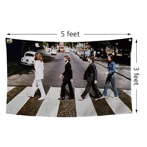Musical Artist Flag Beatles-Abbey Road Album Cover Funny Poster Durable Man Cave Wall Flag with Brass Grommets 3x5 Feet Tapestry for College Dorm Room Decor,Outdoor,Bedroom, Parties gifts, travel, filming,events,festivals.. thumbnail 2
